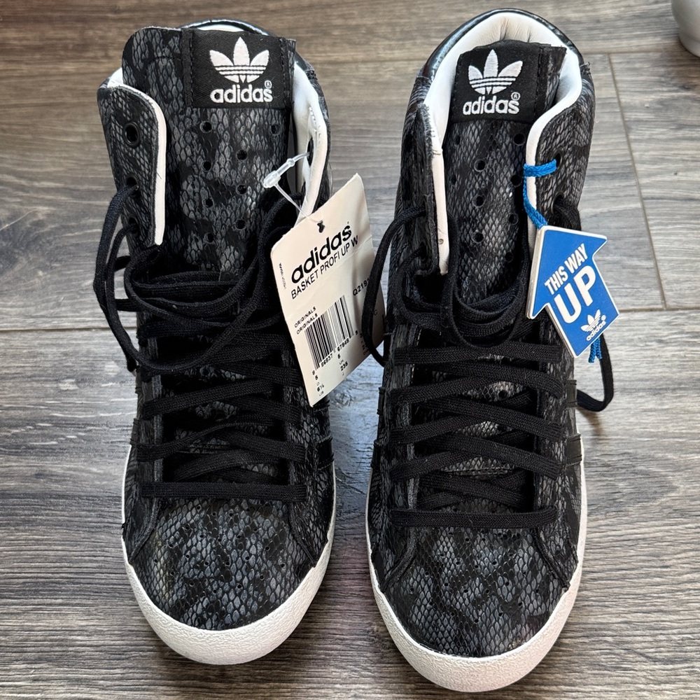 Adidas Black and White Patterned High-Tops
